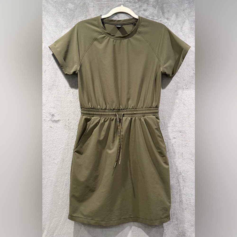 The North Face Olive Green Drawstring Waist Short Sleeve Dress